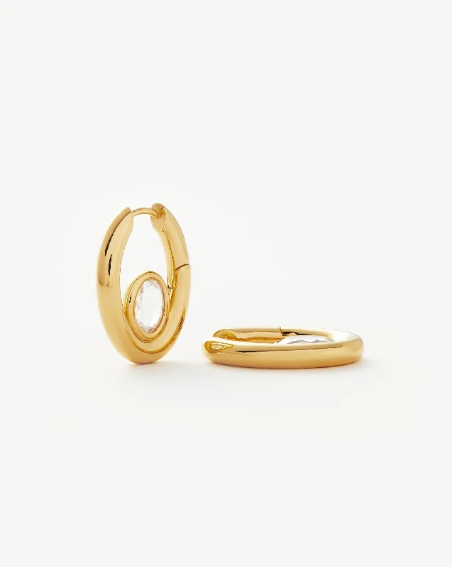 Your Dream Jewelry At Dream Prices – Shop Now Oval Stone Small Hoop Earrings | 18ct Gold Vermeil/Cubic Zirconia