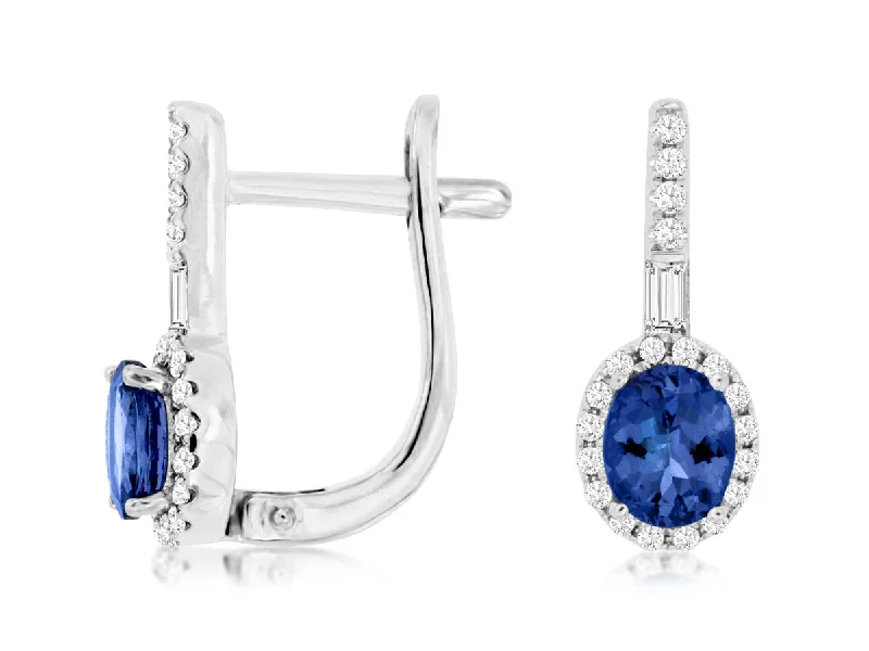High-End Jewelry, Now More Affordable Than Ever Oval Tanzanite and Diamond Halo Omega Back Earrings High-End Jewelry, Now More Affordable Than Ever Oval Tanzanite and Diamond Halo Omega Back Earrings