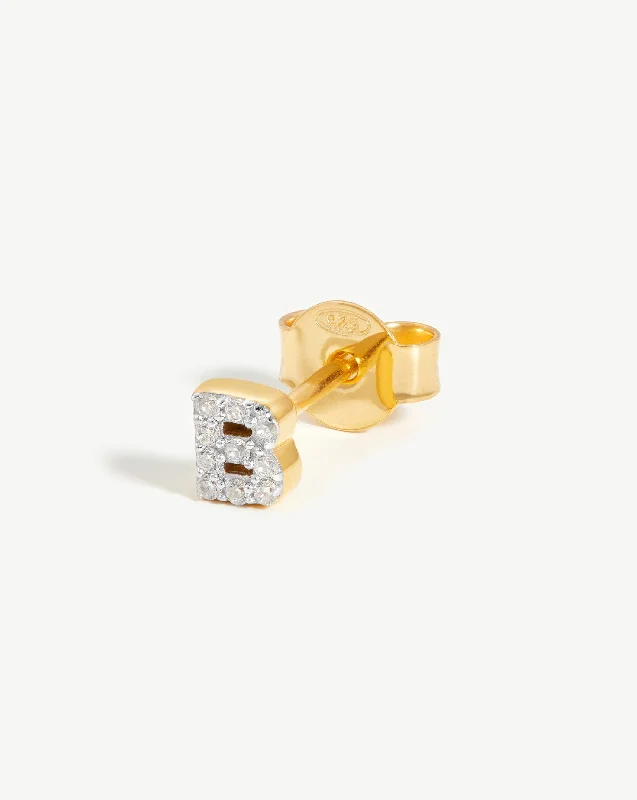 Jewelry Deals That Sparkle – Shop Today Pave Initial Single Stud Earring - Initial B | 18ct Gold Vermeil/Cubic Zirconia Jewelry Deals That Sparkle – Shop Today Pave Initial Single Stud Earring - Initial B | 18ct Gold Vermeil/Cubic Zirconia