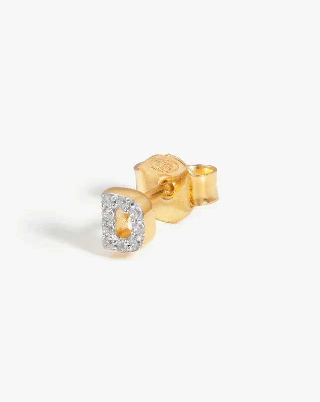 High-Quality Jewelry At A Fraction Of The Cost Pave Initial Single Stud Earring - Initial D | 18ct Gold Vermeil/Cubic Zirconia High-Quality Jewelry At A Fraction Of The Cost Pave Initial Single Stud Earring - Initial D | 18ct Gold Vermeil/Cubic Zirconia