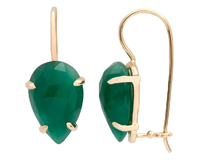 Once-A-Year Jewelry Sale – Grab Your Favorites Now Pear Rose cut Emerald & 14K Yellow Gold Drop Earrings