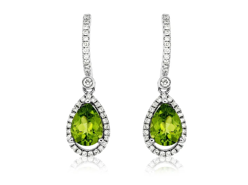 Get Ready To Sparkle – Special Jewelry Discounts Pear Shaped Peridot and Diamond Halo Dangle Earrings Get Ready To Sparkle – Special Jewelry Discounts Pear Shaped Peridot and Diamond Halo Dangle Earrings