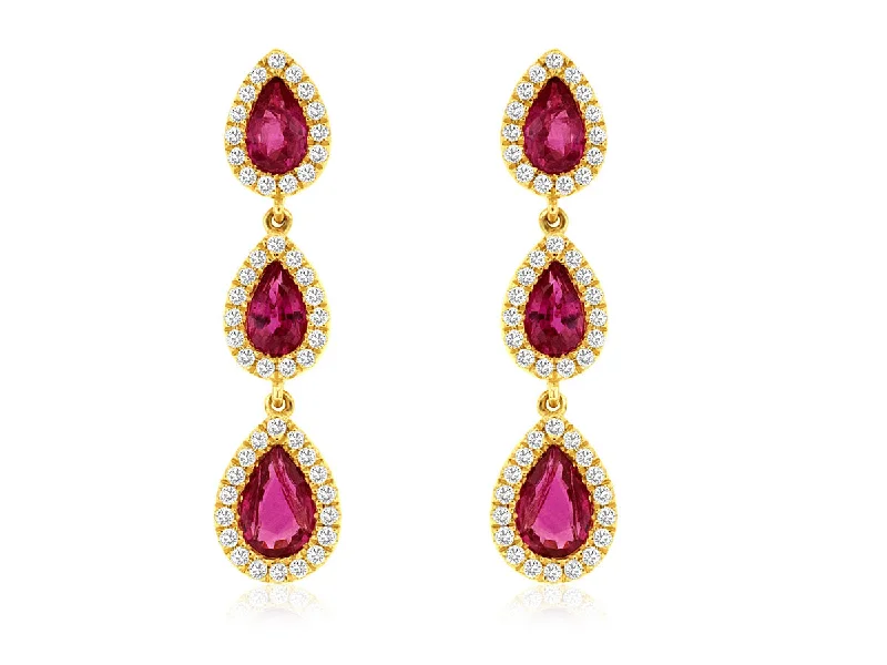 Premium Diamond Jewelry For Unforgettable Moments Pear Shaped Ruby Dangle Earrings Premium Diamond Jewelry For Unforgettable Moments Pear Shaped Ruby Dangle Earrings
