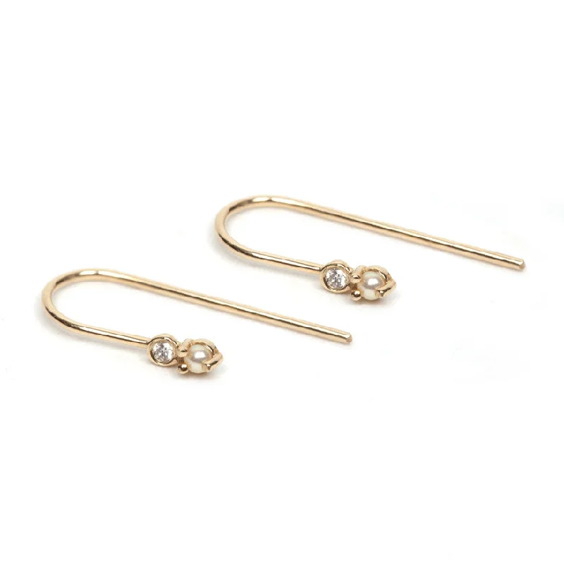 Versatile Layering Jewelry For Effortless Chic Pearl and Diamond Hook Earrings