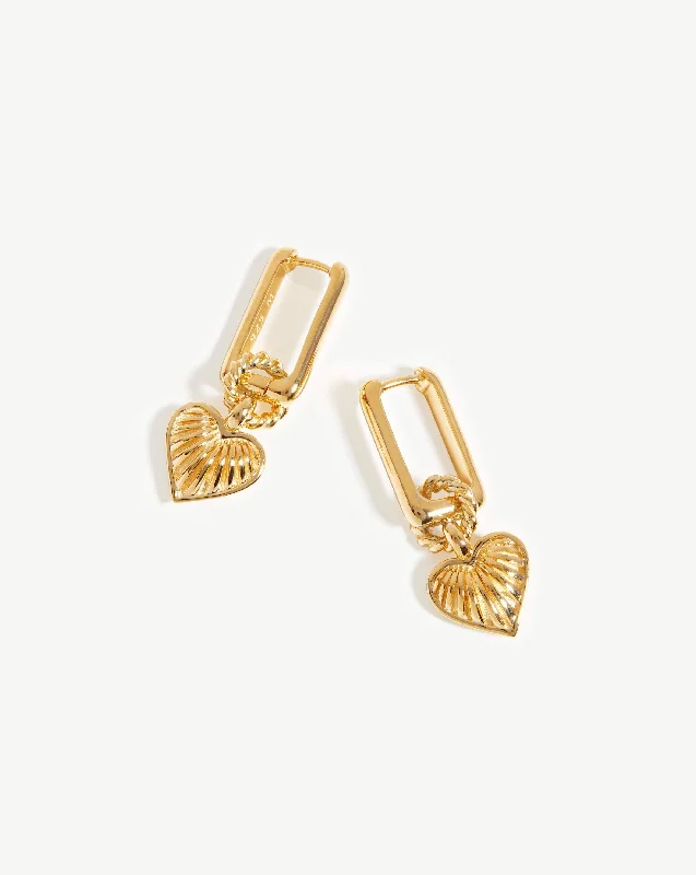Fashion-Forward Jewelry At Exclusive Discounts Ridge Heart Charm Earrings | 18ct Gold Vermeil