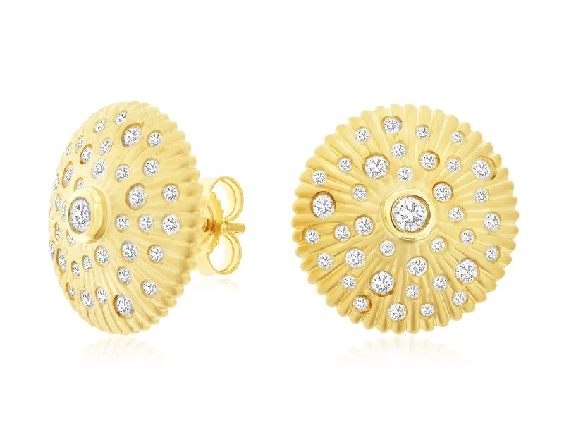Discounted Jewelry For A Glamorous Look Ridged Detail and Diamond Accented Dome Style Earrings Discounted Jewelry For A Glamorous Look Ridged Detail and Diamond Accented Dome Style Earrings