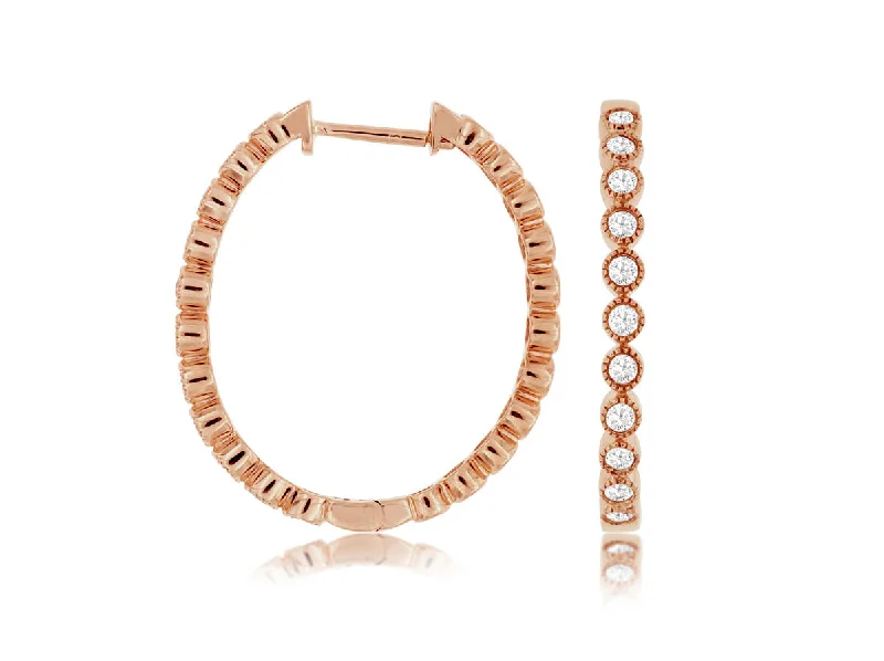 Last Chance To Grab Your Favorite Jewelry At A Discount Rose Gold and Diamond Oval Hoop Earrings Last Chance To Grab Your Favorite Jewelry At A Discount Rose Gold and Diamond Oval Hoop Earrings