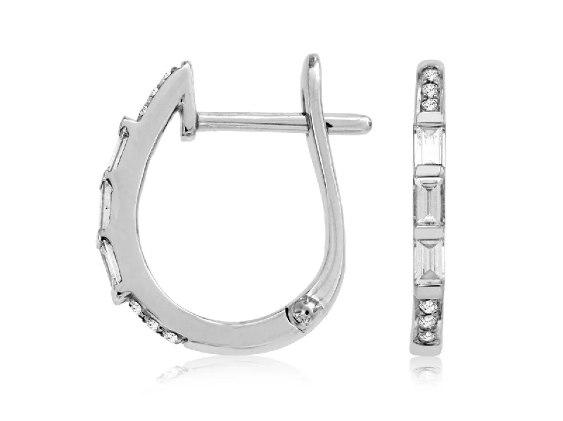 Waterproof Stainless Steel Jewelry For Lasting Beauty Round and Baguette Diamond Hoop Earrings Waterproof Stainless Steel Jewelry For Lasting Beauty Round and Baguette Diamond Hoop Earrings