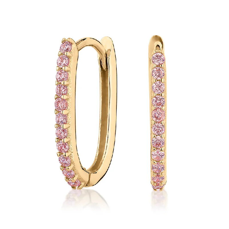 Waterproof Stainless Steel Jewelry For Lasting Beauty Round Brilliant hoop earrings with diamond simulants in 10 carat yellow gold Waterproof Stainless Steel Jewelry For Lasting Beauty Round Brilliant hoop earrings with diamond simulants in 10 carat yellow gold