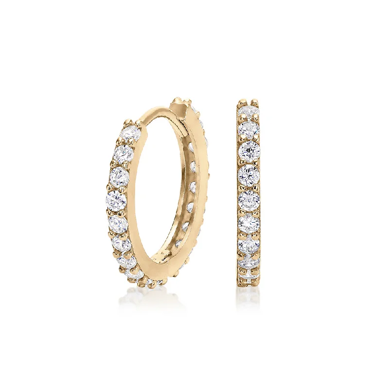 Jewelry Flash Sale – Stylish Designs At Unbeatable Rates Round Brilliant hoop earrings with diamond simulants in 10 carat yellow gold