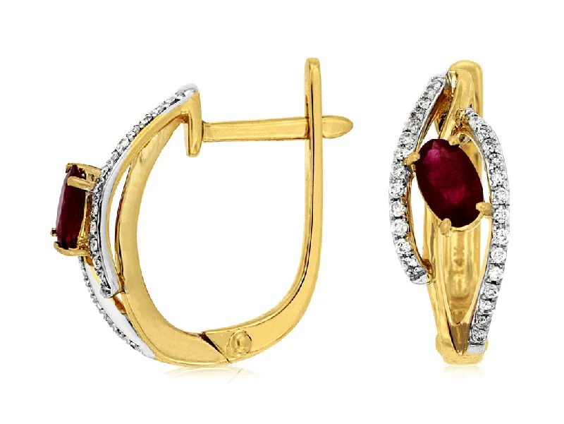 Seasonal Jewelry Sale – Upgrade Your Collection Ruby and Diamond Accented Hoop Earrings
