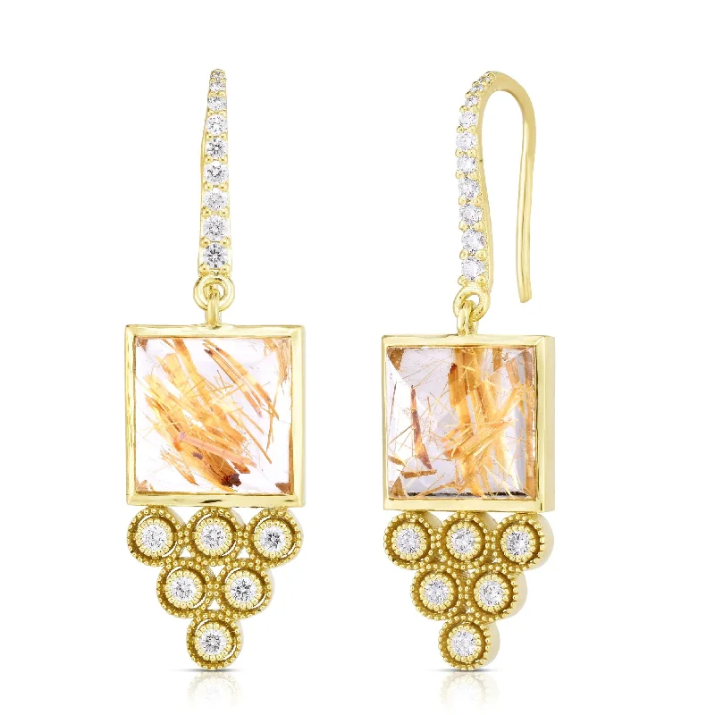 Jewelry Deals That Outshine The Rest Rutilated Quartz and Diamond Accented Dangle Earrings Jewelry Deals That Outshine The Rest Rutilated Quartz and Diamond Accented Dangle Earrings