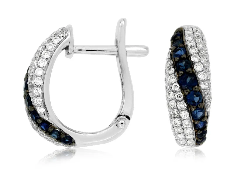 Grab Stylish Jewelry Before The Sale Ends Sapphire and Diamond Huggie Earrings
