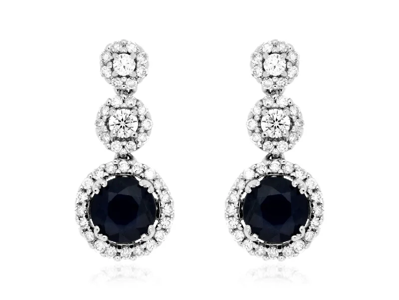 Handcrafted Jewelry Sale – Unique Designs At Low Prices Sapphire and Diamond Three Stone Drop Earrings Handcrafted Jewelry Sale – Unique Designs At Low Prices Sapphire and Diamond Three Stone Drop Earrings