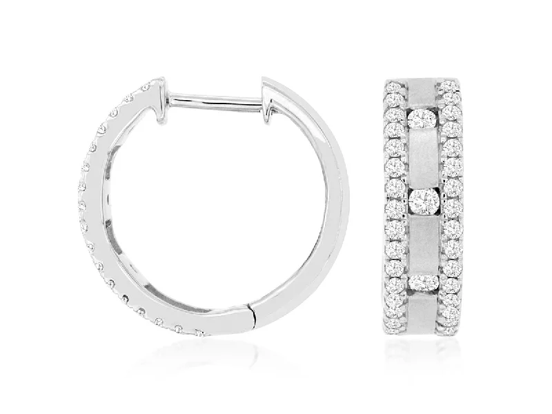 Discounted Jewelry For A Glamorous Look Satin Finish Diamond Hoop Earrings