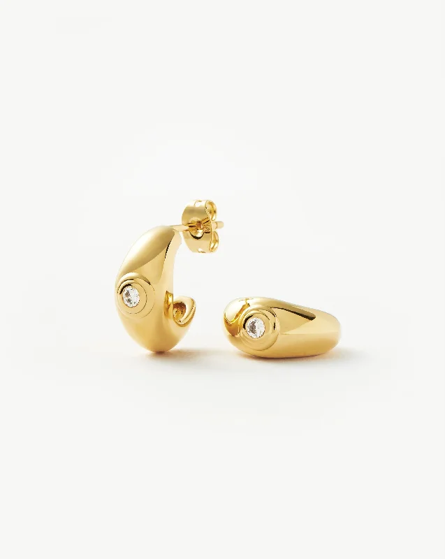 Stunning Jewelry At A Fraction Of The Price Stone Dome Mini Hoop Earrings | 18ct Gold Plated/Cubic Zirconia Stunning Jewelry At A Fraction Of The Price Stone Dome Mini Hoop Earrings | 18ct Gold Plated/Cubic Zirconia