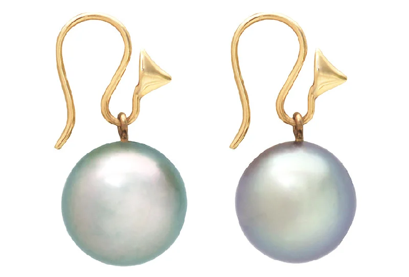 Premium Diamond Jewelry At Once-In-A-Lifetime Discounts Tahitian Black Pearls & 14k Gold Thorn Hook Earrings