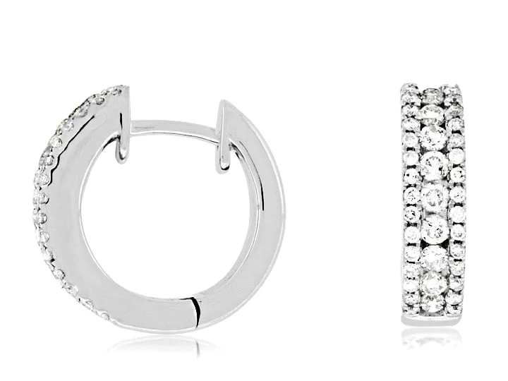 Shop High-Quality Jewelry At Jaw-Dropping Discounts Three Row Diamond Huggie Earrings