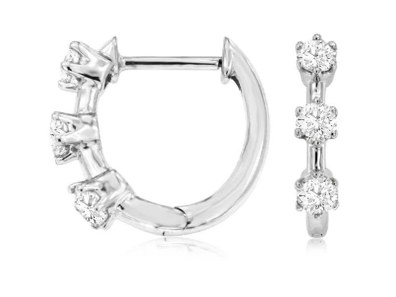 Chic, Trendy, And Affordable Jewelry Sale Triple Diamond Accented Hoop Earrings