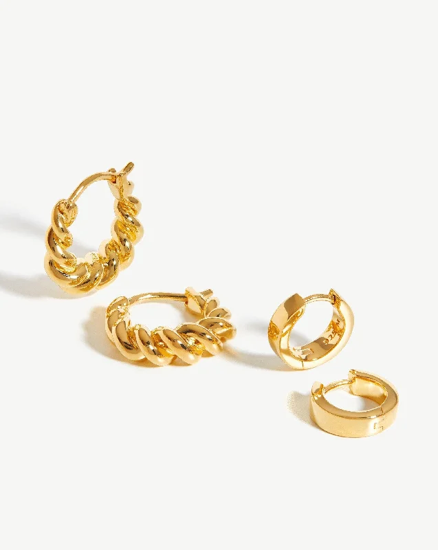 Don't Miss These Dazzling Jewelry Discounts Twisted & Chubby Huggies Earring Set | 18ct Gold Vermeil