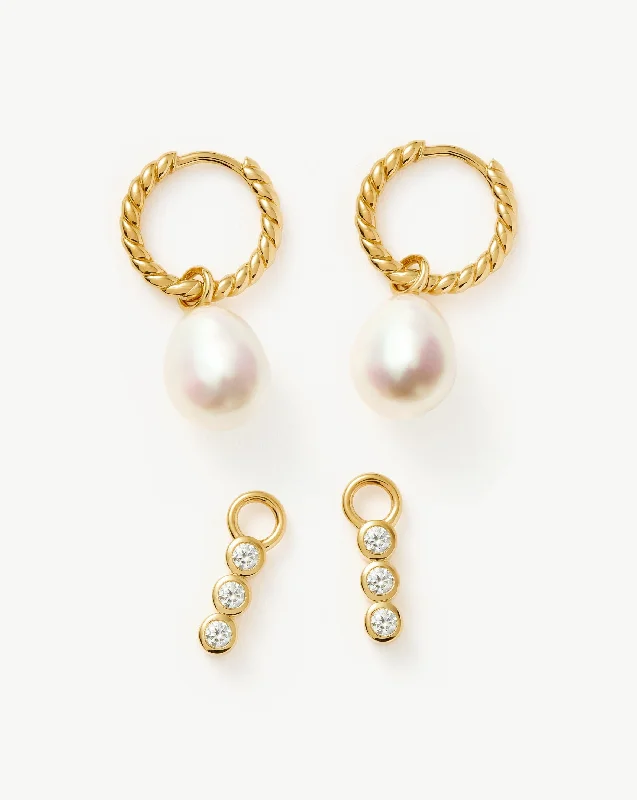 Unmissable Jewelry Sale – Shop Before It's Too Late Twisted Pearl & Drop Hoop Earring Set | 18ct Gold Vermeil/Pearl