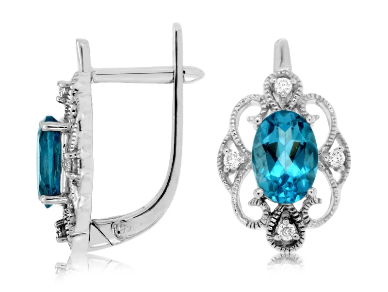Accessorize For Less – Luxury Jewelry At Affordable Prices Vintage Style Blue Topaz and Diamond Open Halo Earrings