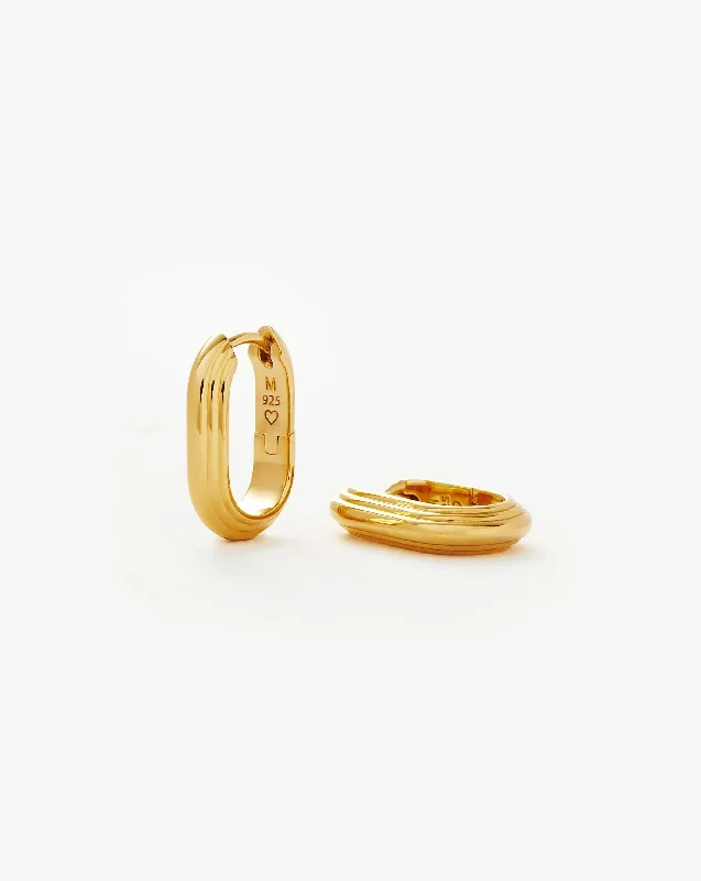 Fashion-Forward Jewelry At Incredible Prices Zenyu Link Ridge Ovate Hoop Earrings | 18ct Gold Vermeil