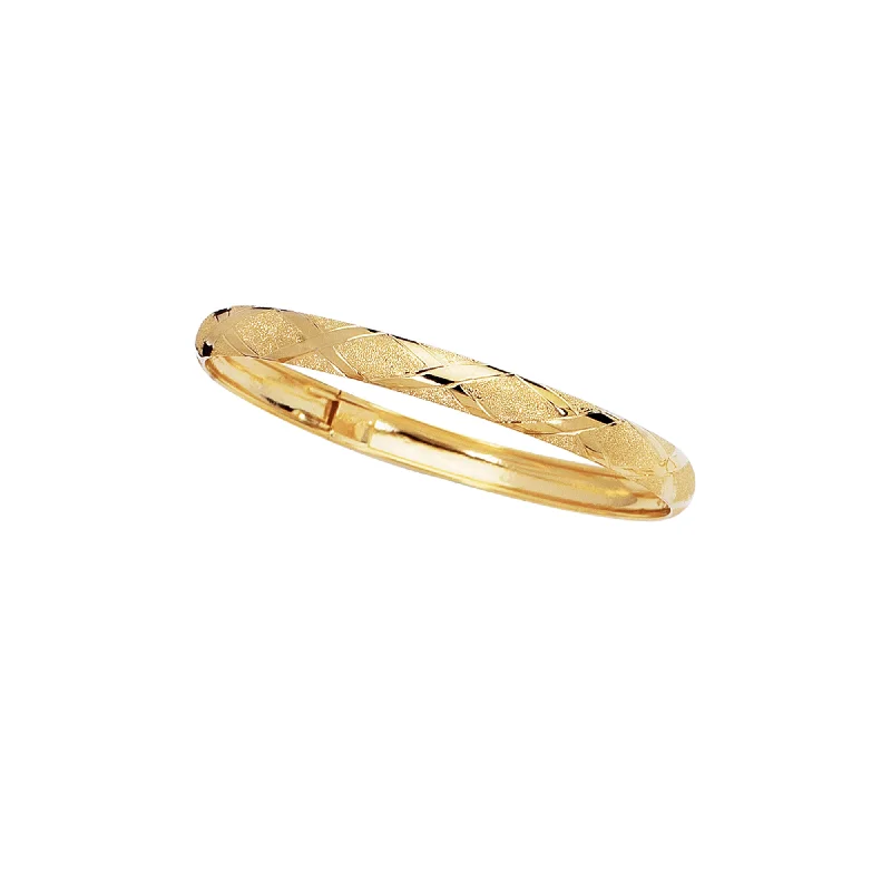 Handmade Pearl Jewelry For Timeless Elegance 10K Gold 6mm Polished & Diamond Cut Bangle Handmade Pearl Jewelry For Timeless Elegance 10K Gold 6mm Polished & Diamond Cut Bangle