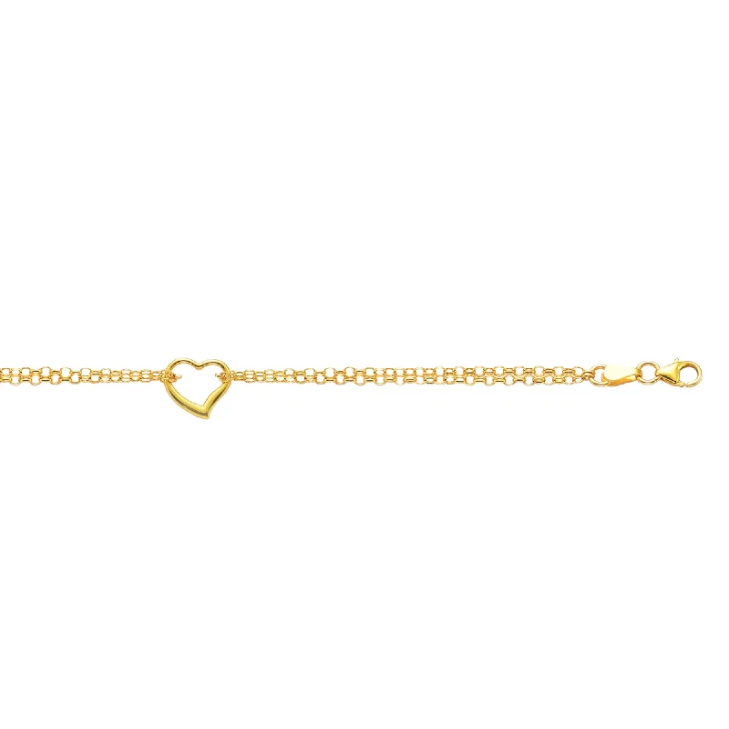 Waterproof Stainless Steel Jewelry For Lasting Beauty 10K Gold Polished Heart Anklet Waterproof Stainless Steel Jewelry For Lasting Beauty 10K Gold Polished Heart Anklet