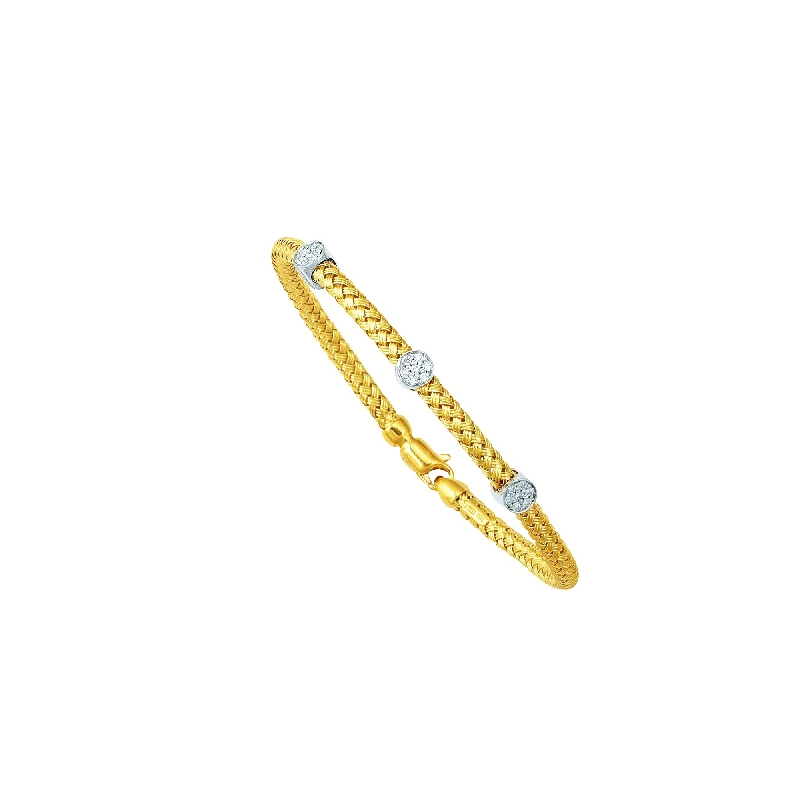 Jewelry Sale Bonanza – Grab Your Sparkle Now 14K Gold .21ct Diamond Station Woven Bangle Jewelry Sale Bonanza – Grab Your Sparkle Now 14K Gold .21ct Diamond Station Woven Bangle