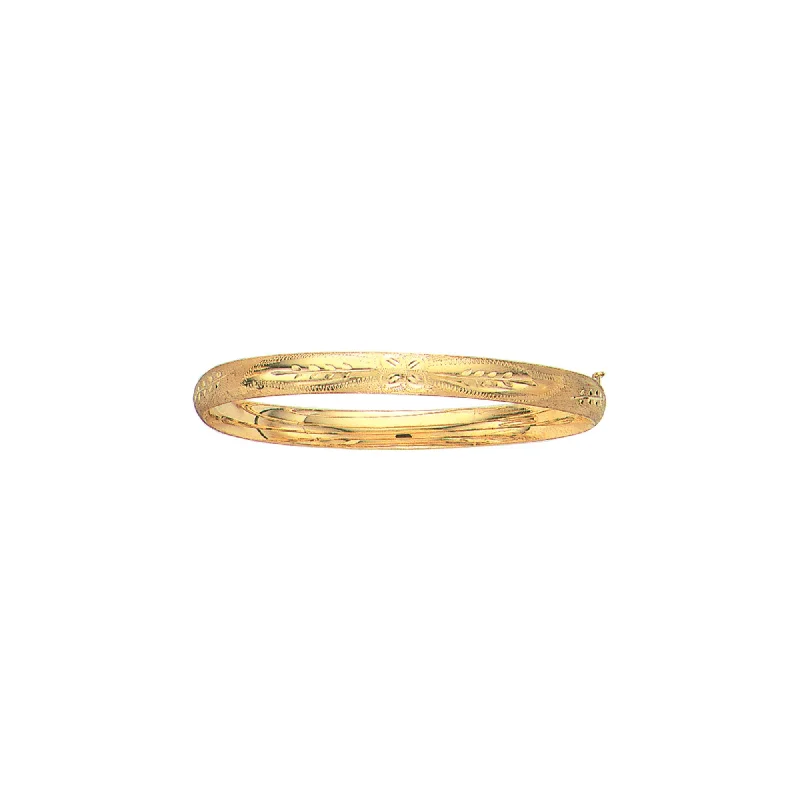 Unmissable Discounts On Timeless Jewelry Pieces 14K Gold 6mm Floral Design Bangle