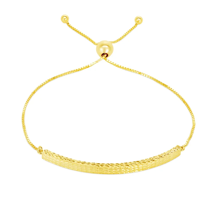 Shop Modern Jewelry Collections With Exclusive Discounts 14K Gold Curved Bar Friendship Bracelet Shop Modern Jewelry Collections With Exclusive Discounts 14K Gold Curved Bar Friendship Bracelet