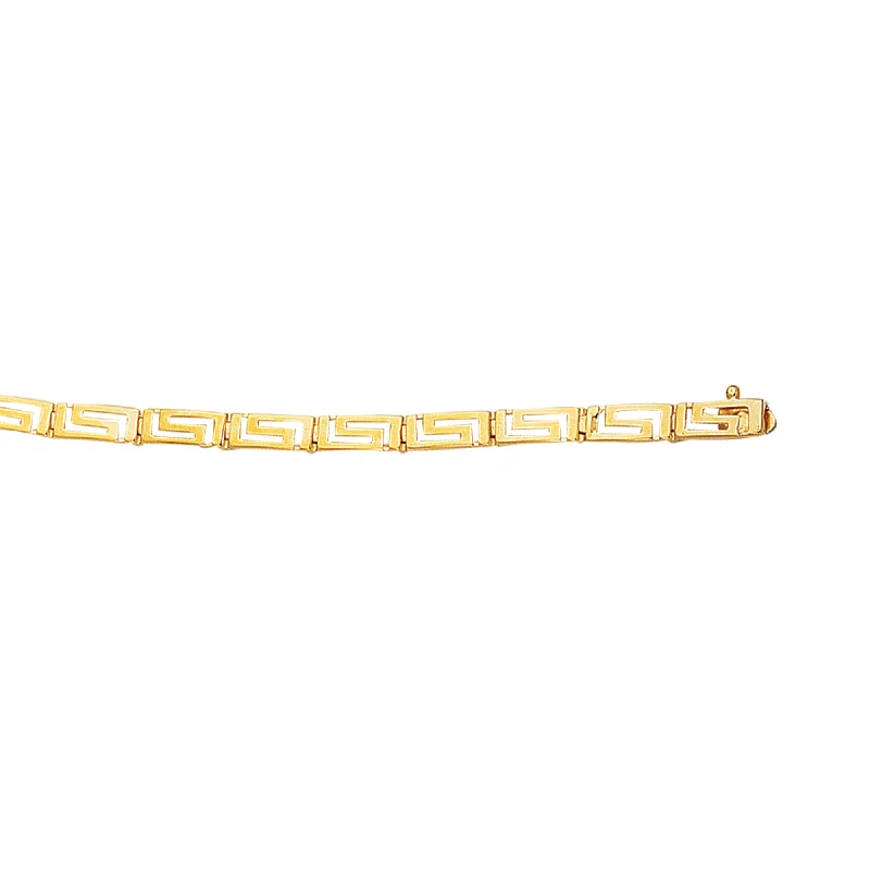 Modern Statement Jewelry For Bold Styling 14K Gold Greek Key Bracelet