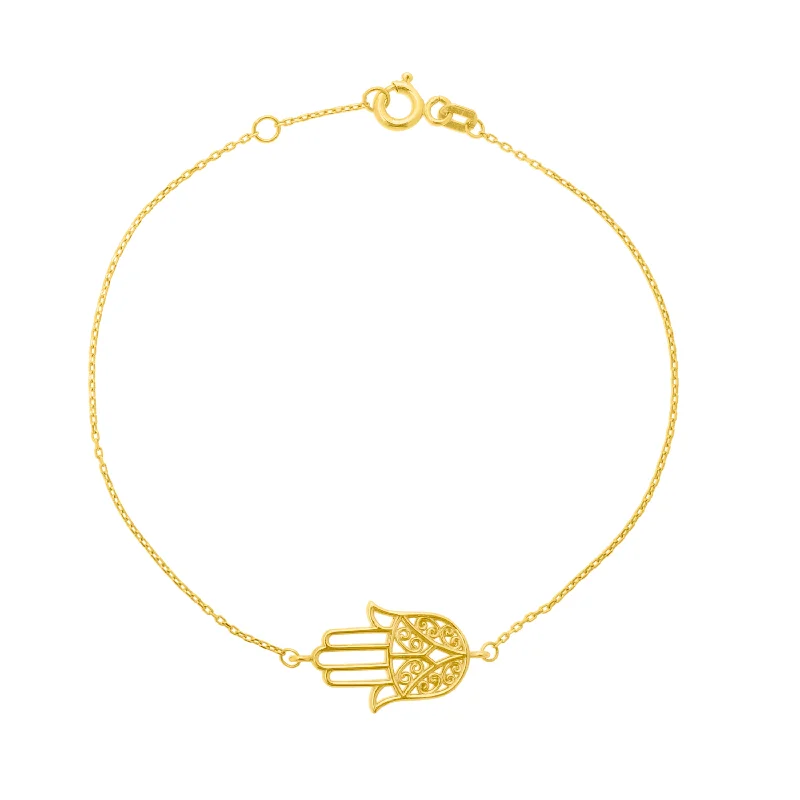 Delicate Crystal Jewelry For Sophisticated Charm 14K Gold Hamsa Bracelet