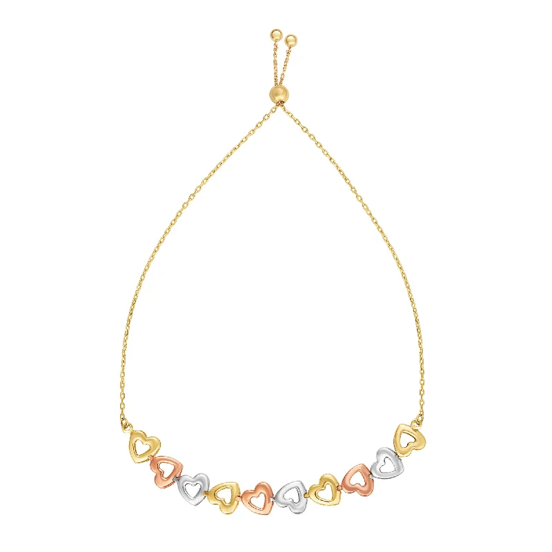 Gorgeous Jewelry, Limited-Time Savings 14K Gold Hearts Friendship Bracelet