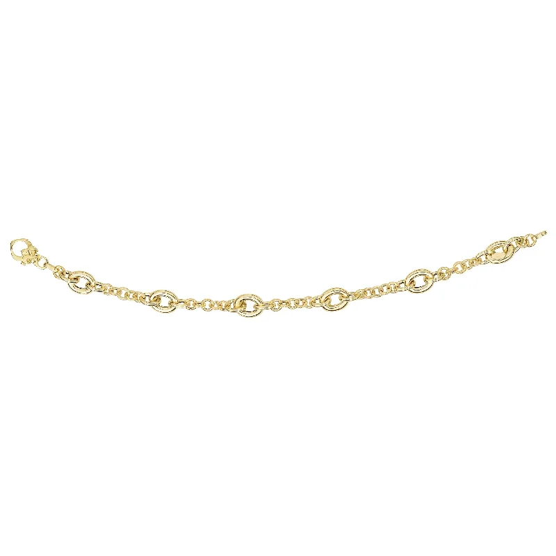 Dazzle In Elegance With Our Biggest Jewelry Sale 14K Gold Oval Station Heritage Link Bracelet Dazzle In Elegance With Our Biggest Jewelry Sale 14K Gold Oval Station Heritage Link Bracelet