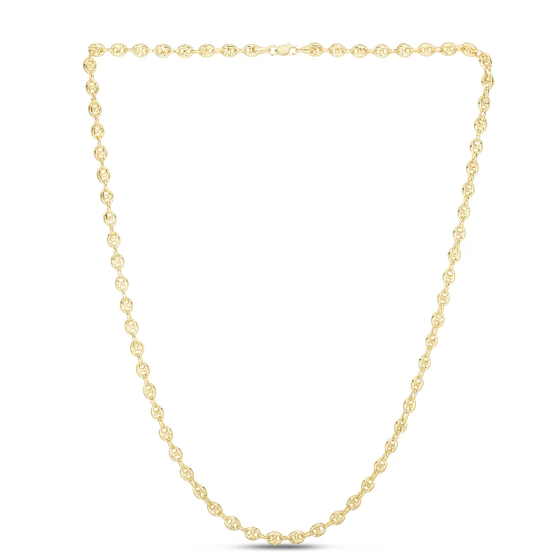Fashion-Forward Geometric Jewelry For Contemporary Style 14K Gold Puffed Mariner Chain Fashion-Forward Geometric Jewelry For Contemporary Style 14K Gold Puffed Mariner Chain