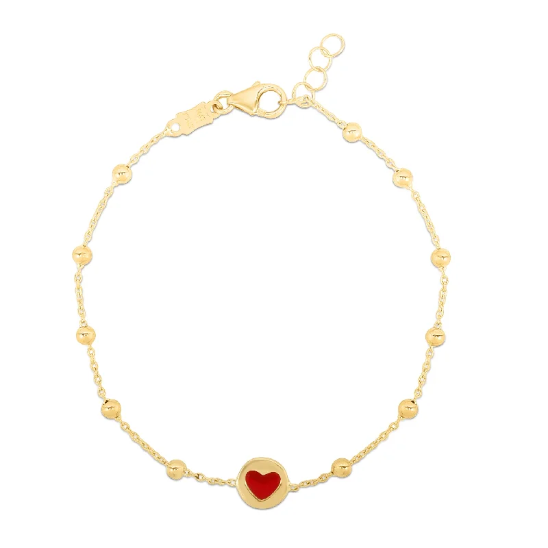 Elegant Necklaces And Bracelets At Limited-Time Offers 14K Gold Red Heart and Bead Bracelet Elegant Necklaces And Bracelets At Limited-Time Offers 14K Gold Red Heart and Bead Bracelet