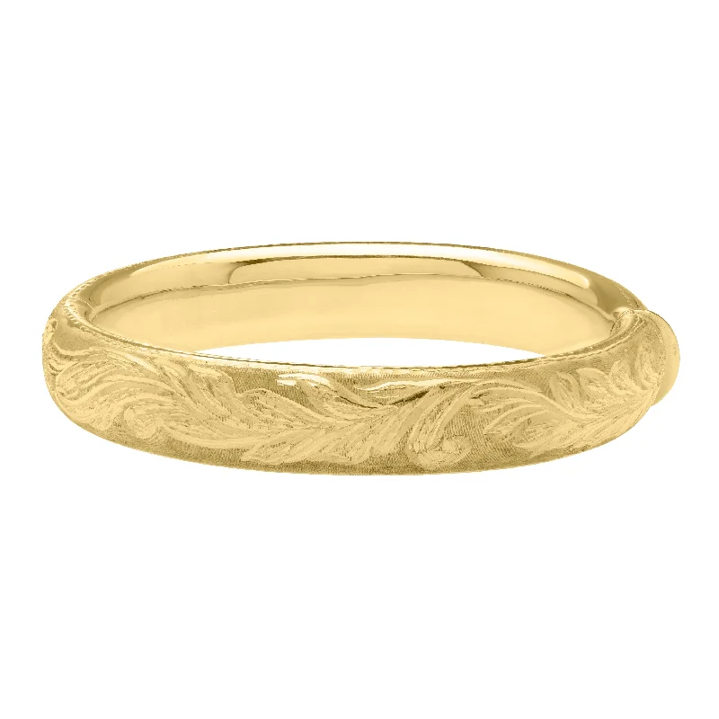 Fashion-Forward Geometric Jewelry For Contemporary Style 14K Large Engraved Bangle