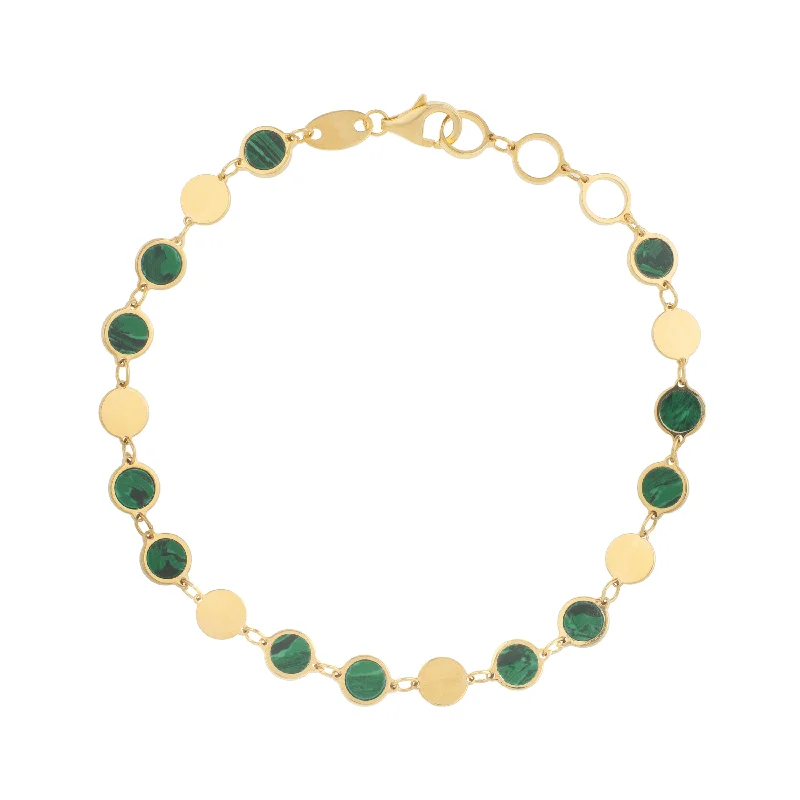 Premium Diamond Jewelry For Unforgettable Moments 14K Malachite Geometric Mirror Gem Chain Bracelet