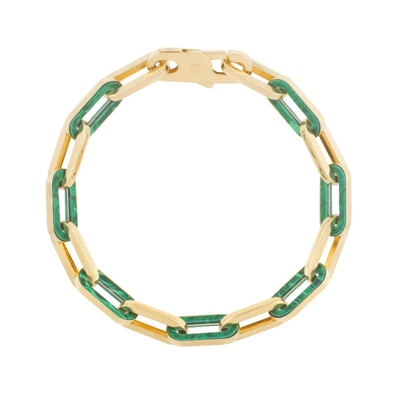 Fashion-Forward Jewelry At Exclusive Discounts 14K Malachite Paperclip Gem Link Bracelet Fashion-Forward Jewelry At Exclusive Discounts 14K Malachite Paperclip Gem Link Bracelet