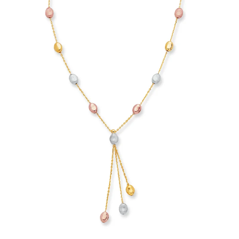 Grab Your Dream Jewelry At The Lowest Prices 14K Tri-color Gold Polished & Satin Alternating Pebble Anklet Grab Your Dream Jewelry At The Lowest Prices 14K Tri-color Gold Polished & Satin Alternating Pebble Anklet