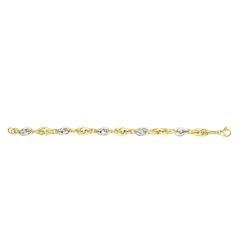 Limited-Time Offer On Premium Jewelry Collections 14K Two-tone Gold Polished & Diamond Cut Interlocking Oval Link Chain Limited-Time Offer On Premium Jewelry Collections 14K Two-tone Gold Polished & Diamond Cut Interlocking Oval Link Chain