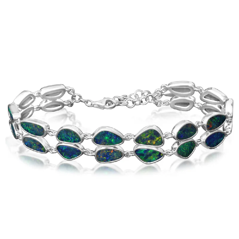 Unmissable Jewelry Sale – Shop Before It's Too Late 14K White Gold Australian Opal Doublet Bracelet Unmissable Jewelry Sale – Shop Before It's Too Late 14K White Gold Australian Opal Doublet Bracelet