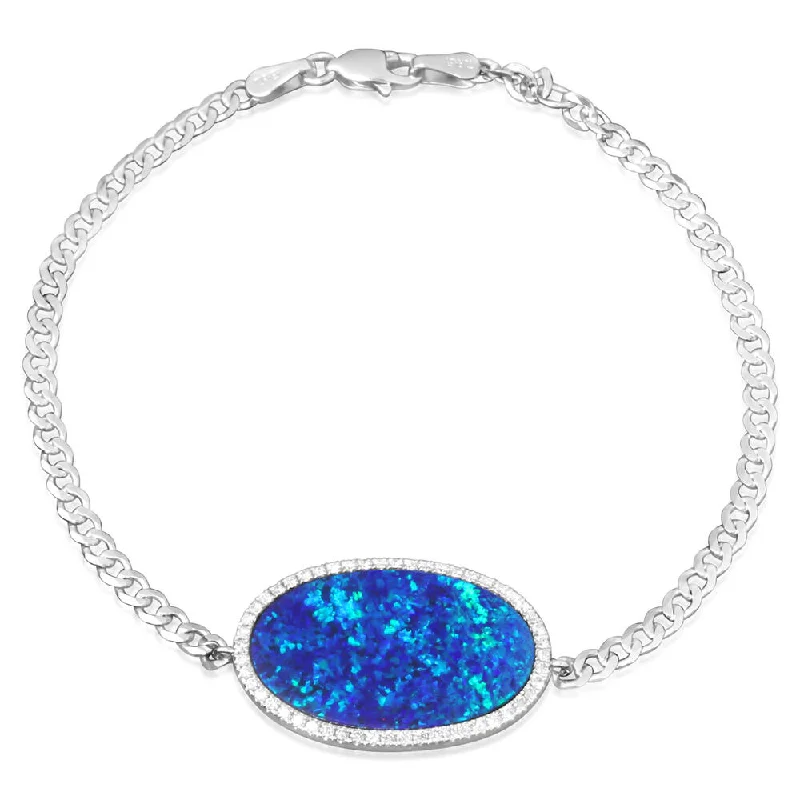 Chic, Trendy, And Affordable Jewelry Sale 14K White Gold Australian Opal Doublet/Diamond Bracelet Chic, Trendy, And Affordable Jewelry Sale 14K White Gold Australian Opal Doublet/Diamond Bracelet