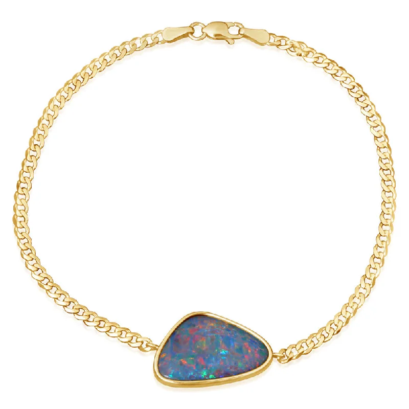 Exclusive Jewelry Sale Event – Shop Now 14K Yellow Gold Australian Opal Doublet Bracelet Exclusive Jewelry Sale Event – Shop Now 14K Yellow Gold Australian Opal Doublet Bracelet