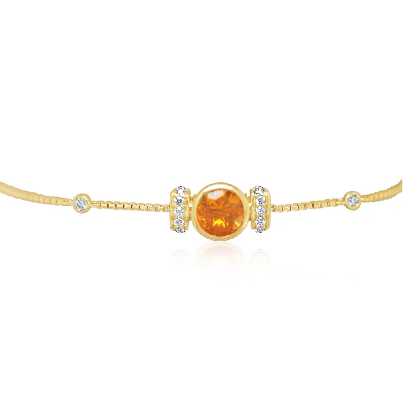 Handcrafted Beauty At Affordable Prices 14K Yellow Gold Fire Opal/Diamond Bolo Bracelet Handcrafted Beauty At Affordable Prices 14K Yellow Gold Fire Opal/Diamond Bolo Bracelet