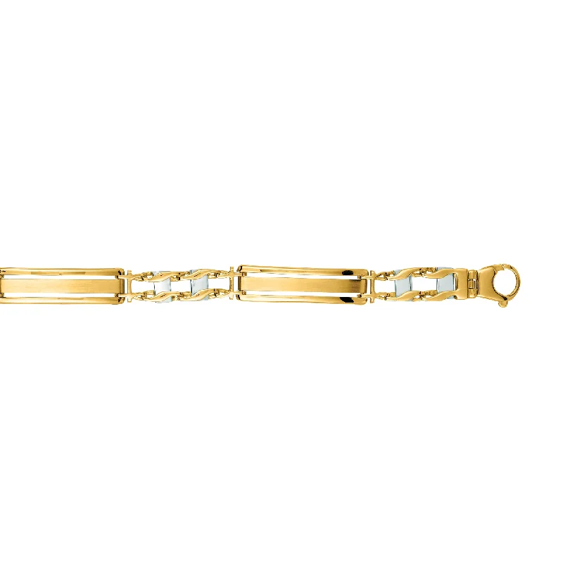 High-Quality Jewelry At A Fraction Of The Cost 14K Yellow & White Gold Railroad Link Bracelet with Lobster Clasp High-Quality Jewelry At A Fraction Of The Cost 14K Yellow & White Gold Railroad Link Bracelet with Lobster Clasp