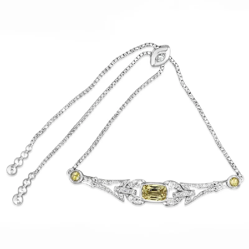 Luxury Jewelry Sale – Elegant Styles At Unbeatable Prices 18K White Gold Yellow Sapphire/Diamond Bracelet with 14K White Gold Chain Luxury Jewelry Sale – Elegant Styles At Unbeatable Prices 18K White Gold Yellow Sapphire/Diamond Bracelet with 14K White Gold Chain