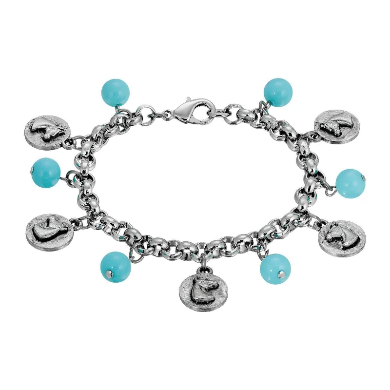 Elevate Your Outfit With Discounted Statement Jewelry 1928 Jewelry Southwest Turquoise Bead Horse Head Charm Link Bracelet Elevate Your Outfit With Discounted Statement Jewelry 1928 Jewelry Southwest Turquoise Bead Horse Head Charm Link Bracelet